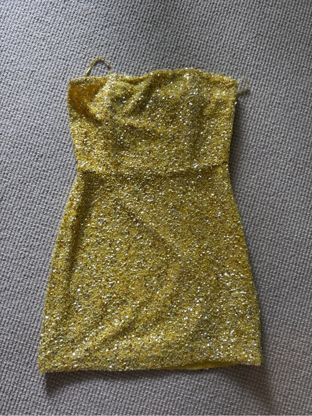 Scene Weaver Gold Sequin Strapless Mini Dress